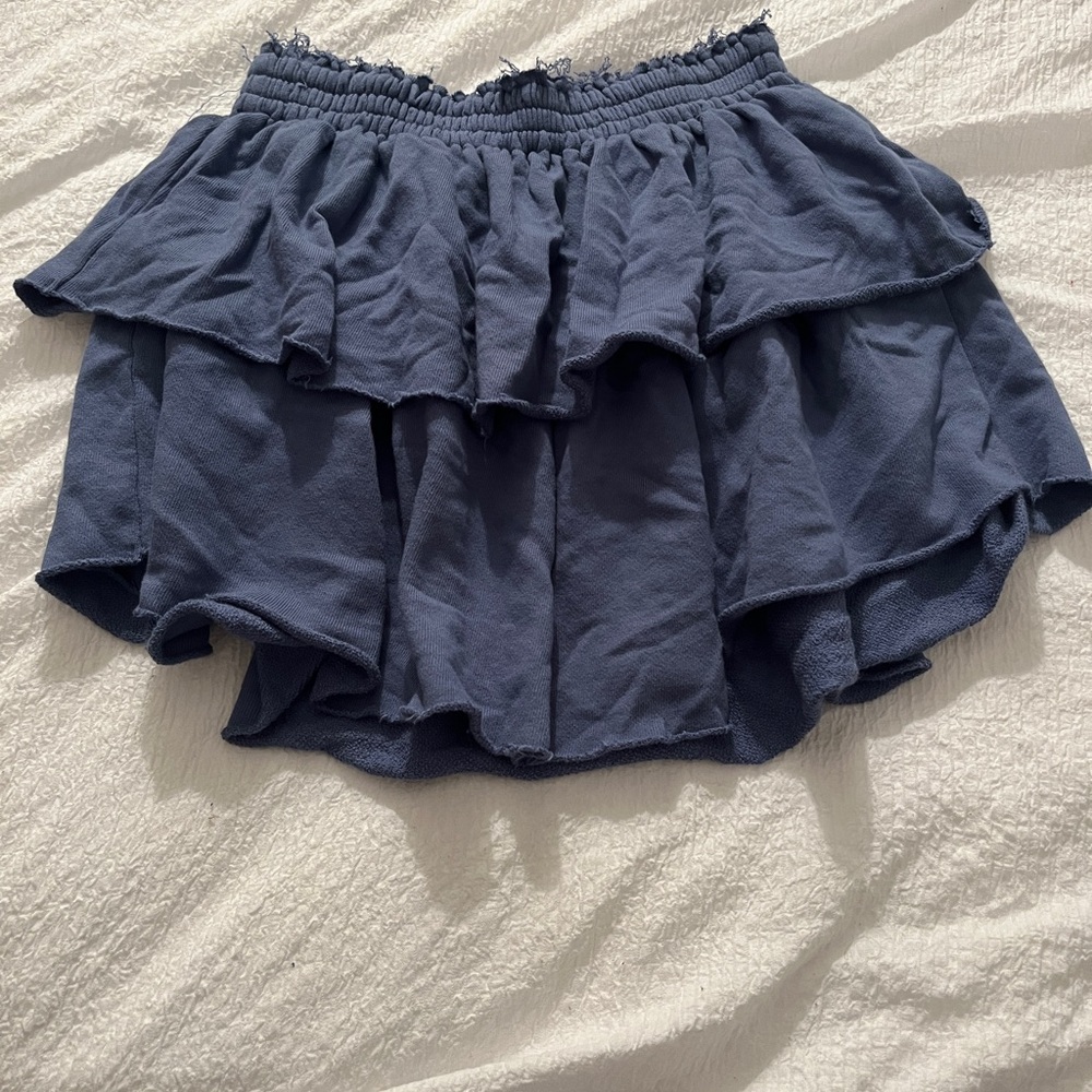 Aerie Blue Skirt with Ruffled Hem